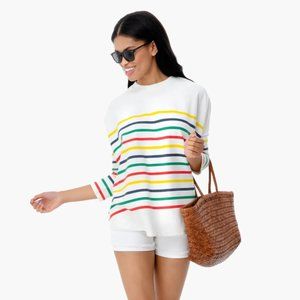 NWT Tuckernuck Rainbow Evie Swing Sweatshirt ONE Size